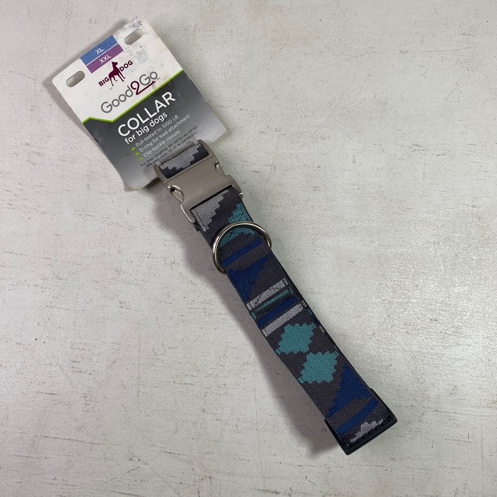 Good2Go Big Dog Collar XL XXL Southwest Grey Blue Metal Buckle 22-27 Inch 1000LB